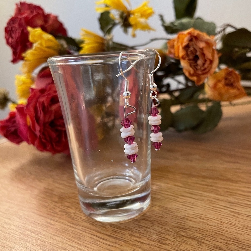 Rose Shell Beaded Earrings